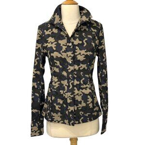 Anatomie Camo Jane Jacket Snap Front Travel Leisure Wrinkle Free Pockets Size XS